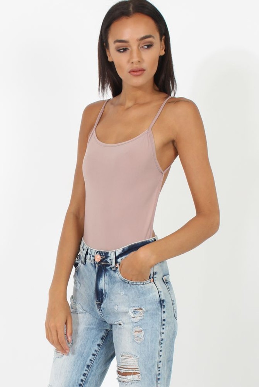 Clothing Rebellious Fashion | Mauve Open Back Bodysuit - Aniyah