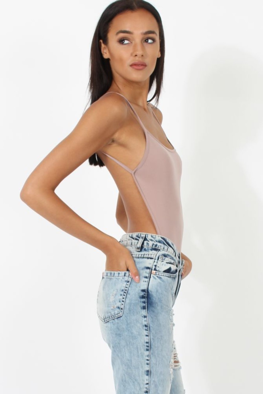 Clothing Rebellious Fashion | Mauve Open Back Bodysuit - Aniyah