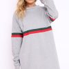 Clothing Rebellious Fashion | Grey With Sports Stripe Jumper Dress - Finley