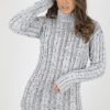 Clothing Rebellious Fashion | Grey Cowl Neck Knitted Dress - Loria