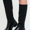 Shoes Rebellious Fashion | Black Quilted Detail Knee High Boots - Bethsy