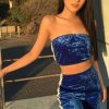 Clothing Rebellious Fashion | Royal Blue Velvet Boobtube And Trouser Set - Shayla