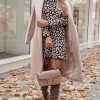 Clothing Rebellious Fashion | Brown Leopard Print Knitted Jumper Dress - Kamarie