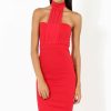 Clothing Rebellious Fashion | Red Choker Bandeau Mesh Dress - Alva