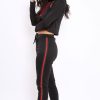 Clothing Rebellious Fashion | Black Tracksuit With Khaki And Red Side Stripe - Beatrix