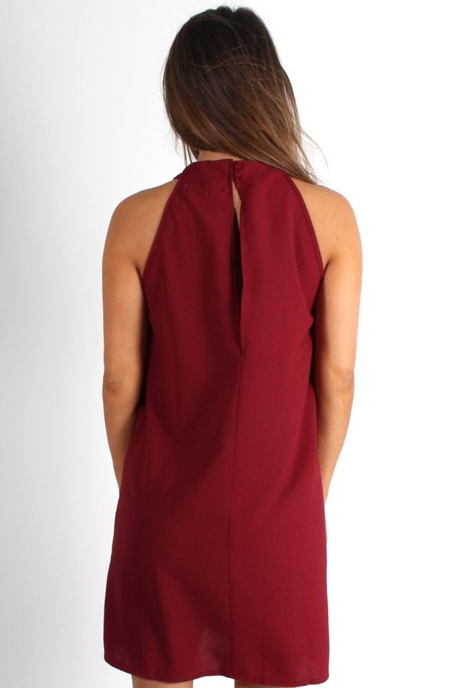 Clothing Rebellious Fashion | Camille Wine Key Hole Shift Dress