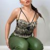 Clothing Rebellious Fashion | Khaki Marble Satin Corset Top - Nasra