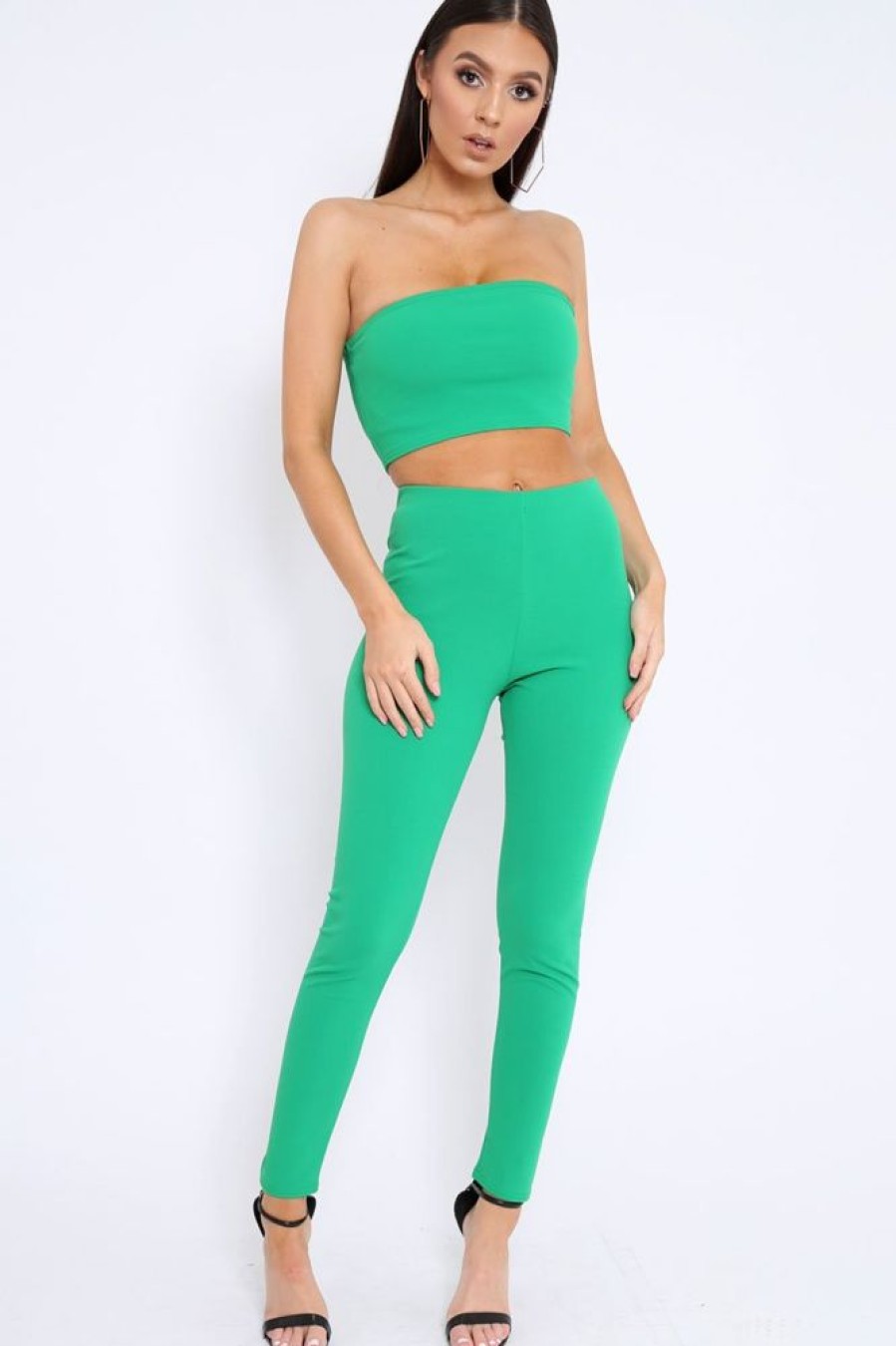 Clothing Rebellious Fashion | Green Bandeau Top And Leggings Co-Ord - Kristina