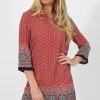 Clothing Rebellious Fashion | Red Print Shift Dress - Charlotte