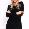 Clothing Rebellious Fashion | Black Soft Fur Knit Jumper Dress - Beck