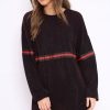 Clothing Rebellious Fashion | Red Glitter Stripe Jumper Dress - Finley