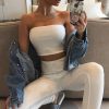 Clothing Rebellious Fashion | White Bandeau Top And Leggings Co-Ord - Kristina