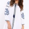 Clothing Rebellious Fashion | White Embroidered Shirt Dress - Nikki