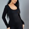 Clothing Rebellious Fashion | Black Rib Knit Scoop Neck Unitard - Roohi