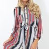 Clothing Rebellious Fashion | Danty Multi Coloured Stiped Shirt Dress