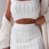 Clothing Rebellious Fashion | Cream Cable Knit Crop Top Skirt Co-Ord - Vennie