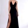 Clothing Rebellious Fashion | Black Front Split Leg Maxi Dress - Effy