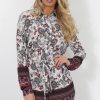 Clothing Rebellious Fashion | Darla Grey Floral Shirt Dress