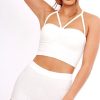 Clothing Rebellious Fashion | White Ribbed Bustier Crop Top & Shorts Co-Ord Set - Olivia