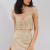 Clothing Rebellious Fashion | Pink & Gold Embellished Mesh Co-Ord - Leila