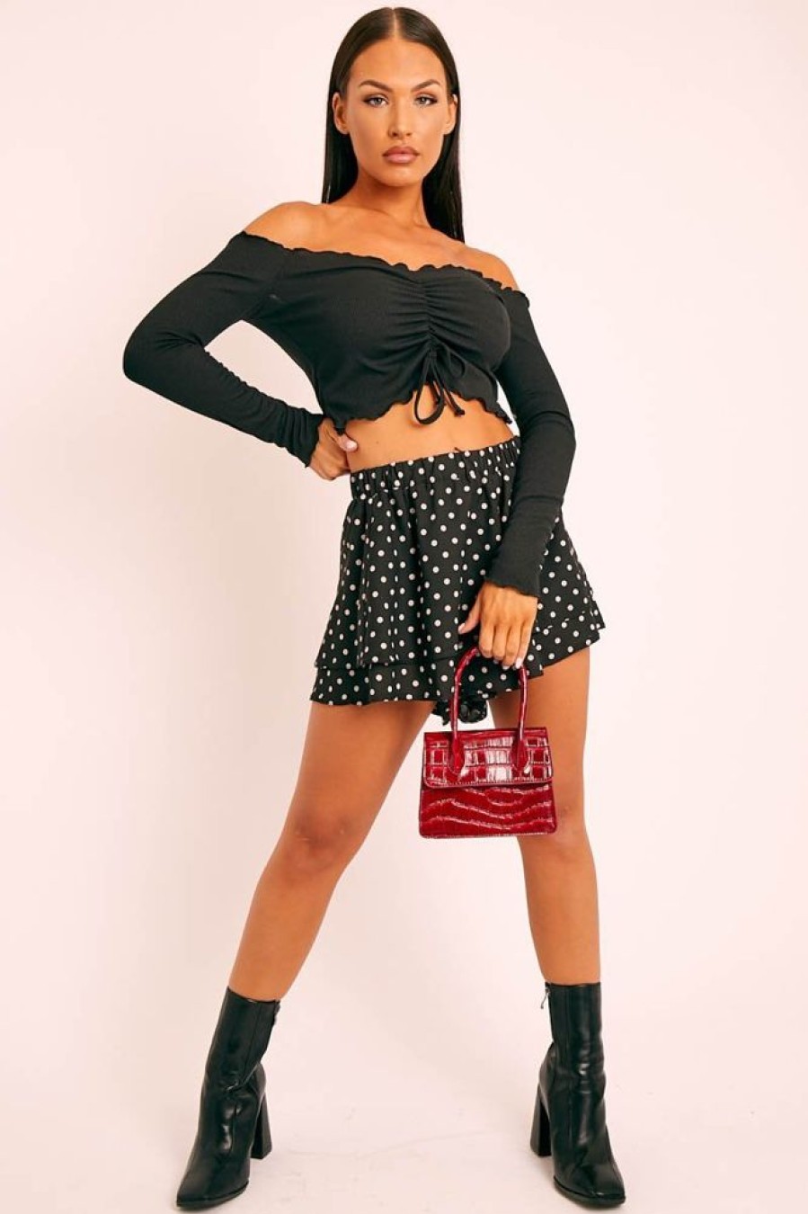 Clothing Rebellious Fashion | Black Polka Dot Tiered Shorts - Maiyah