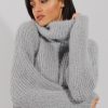 Clothing Rebellious Fashion | Grey Cropped Roll Neck Jumper - Sophia