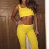 Clothing Rebellious Fashion | Yellow Crop Top And Trousers Co-Ord Set - Kimmy