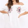 Clothing Rebellious Fashion | White Flower Embroidered Shift Dress - Isolde