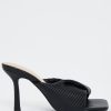 Shoes Rebellious Fashion | Black Square Toe Crossover Heels - Veva