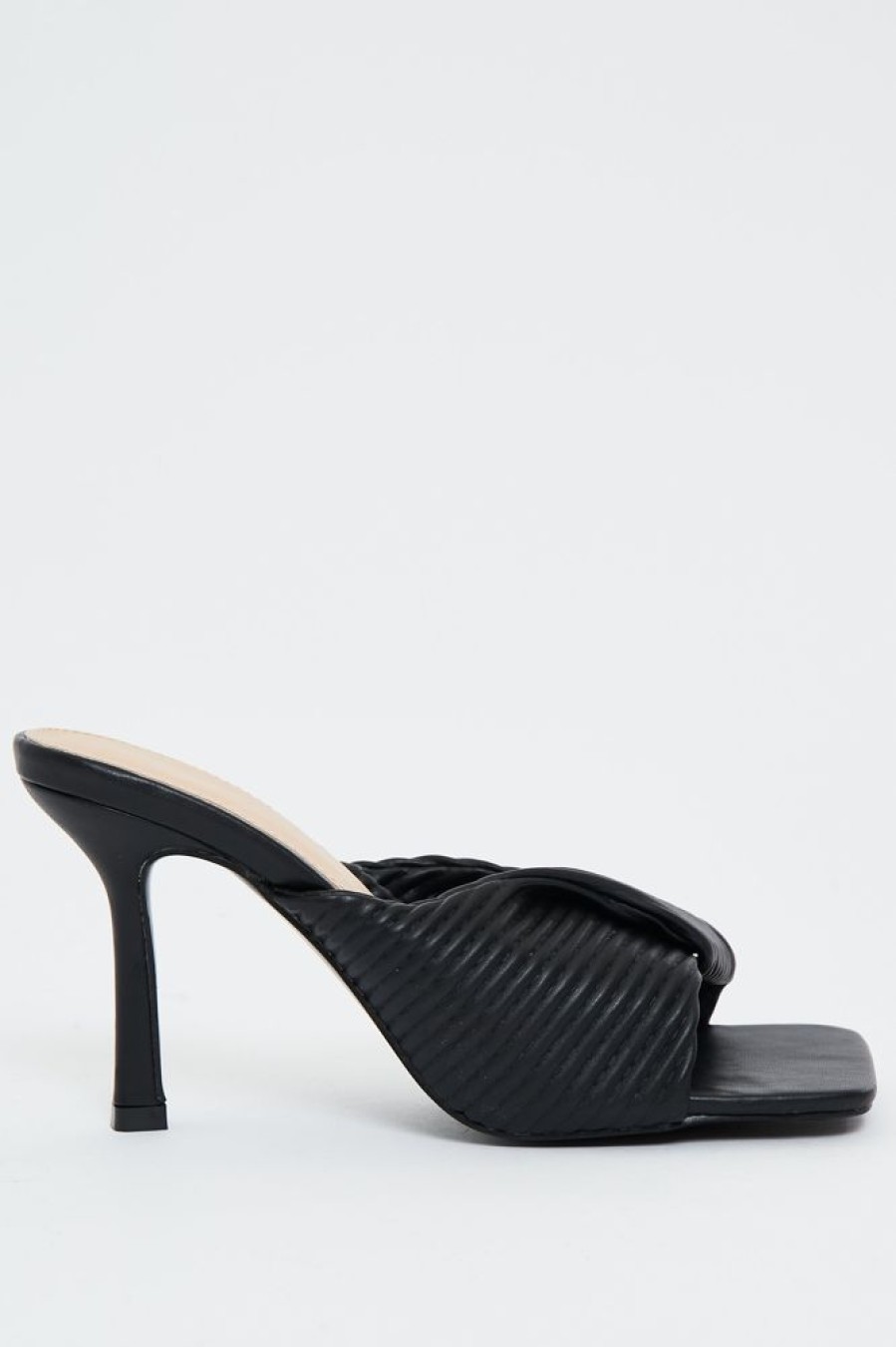 Shoes Rebellious Fashion | Black Square Toe Crossover Heels - Veva