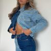 Clothing Rebellious Fashion | Blue Splice Two Tone Denim Jacket - Beula