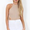 Clothing Rebellious Fashion | Stone High Neck Cut Out Bodysuit - Shelby