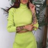 Clothing Rebellious Fashion | Lime Rib Knit Crop Jumper Mini Skirt Co-Ord - Katie