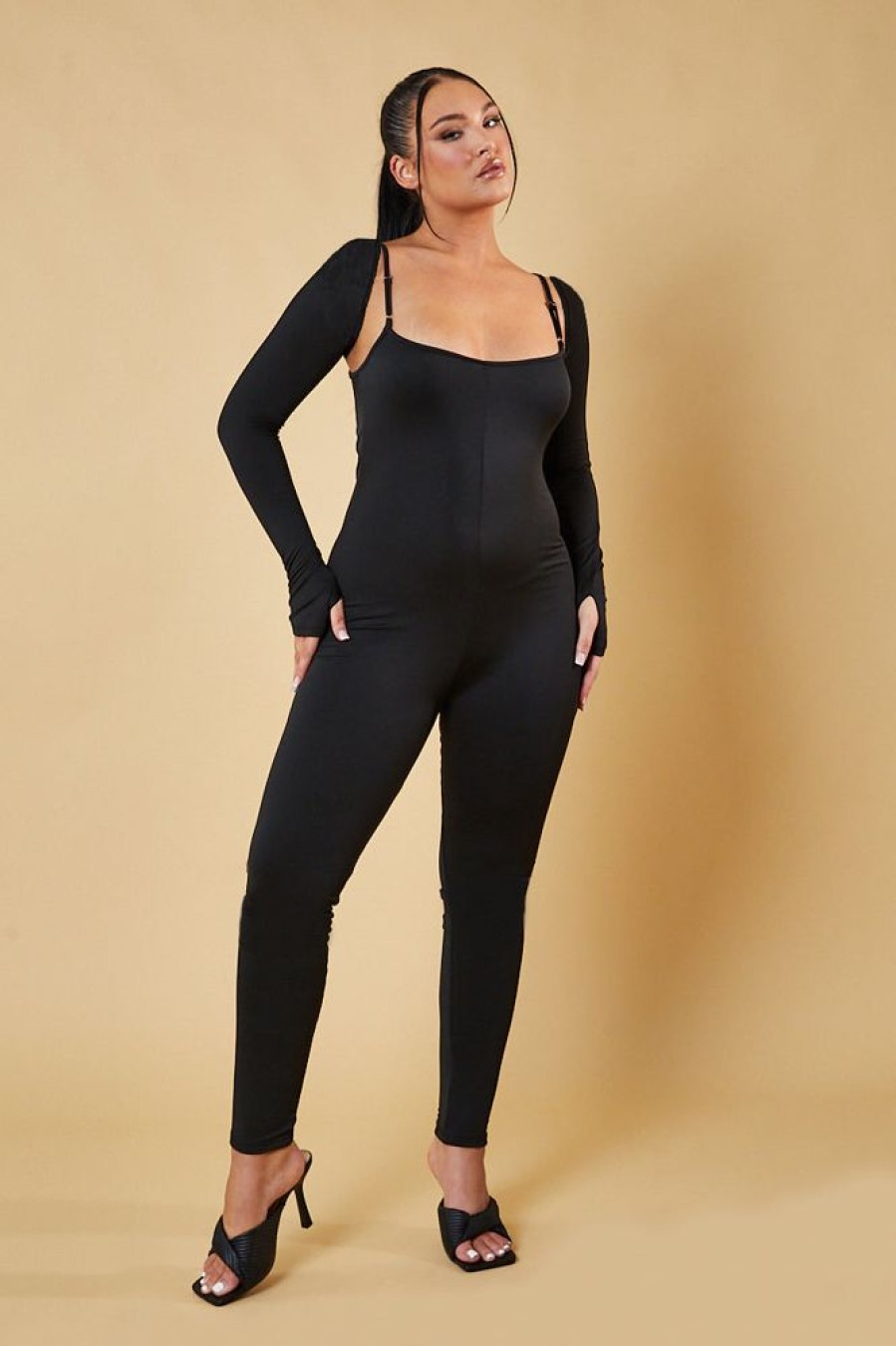 Clothing Rebellious Fashion | Black Two Piece Long Sleeve Jumpsuit - Ella