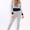 Clothing Rebellious Fashion | Grey Large Snake Applique Loungewear Set - Evie