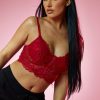 Clothing Rebellious Fashion | Red Lace Corset Cropped Top - Jewel