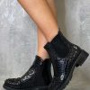 Shoes Rebellious Fashion | Black Patent Croc Stud Chelsea Boots - Taegan