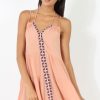 Clothing Rebellious Fashion | Rust Halterneck Tassel Dress - Kaylin