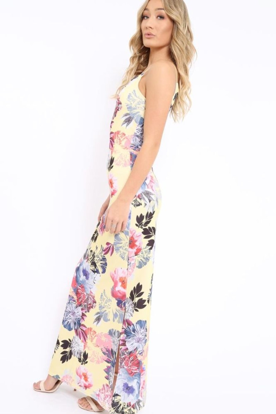 Clothing Rebellious Fashion | Yellow Floral Print Maxi Dress - Karin