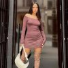 Clothing Rebellious Fashion | Chocolate Bardot Jersey Mini Dress - Alayna