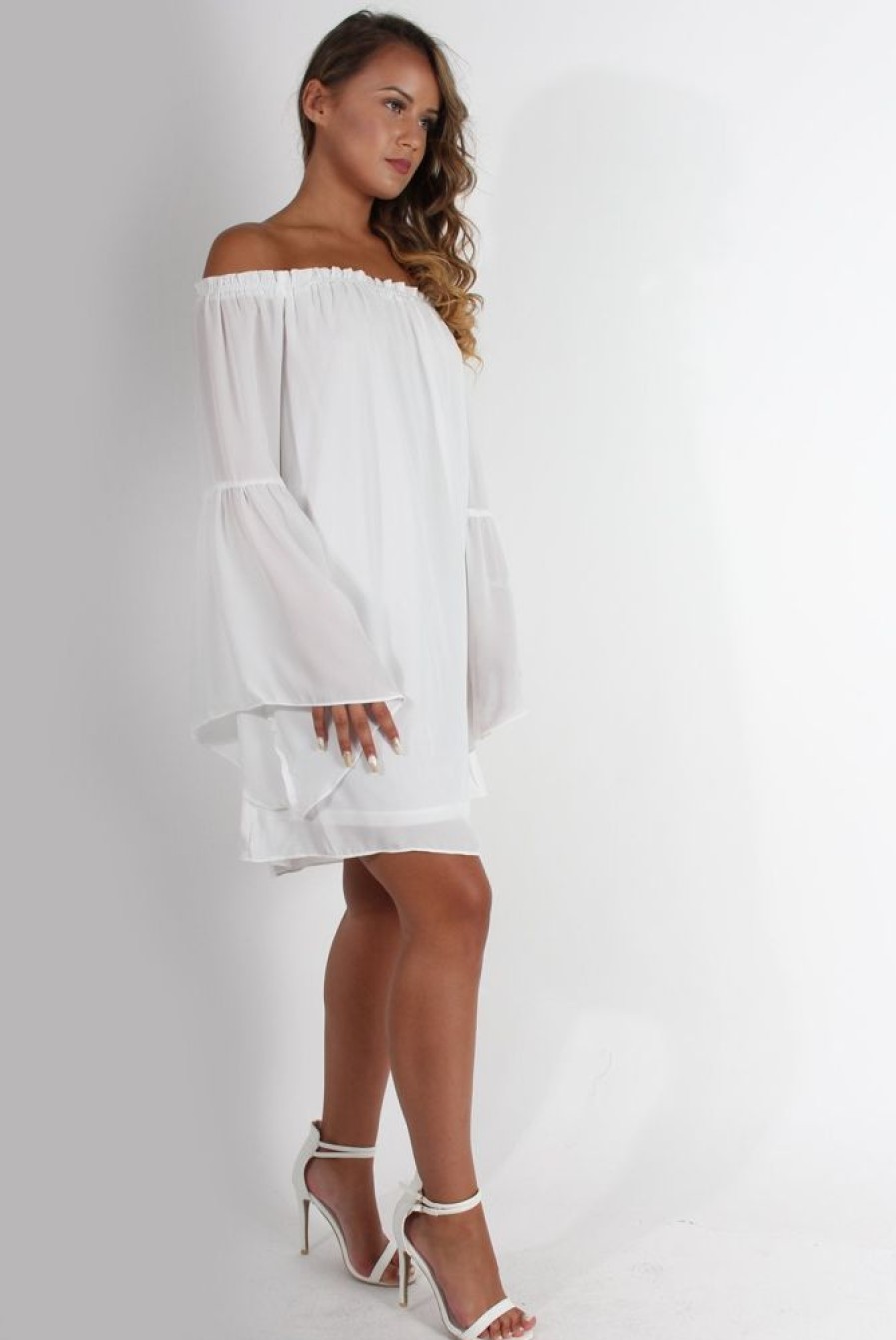 Clothing Rebellious Fashion | Gabriel White Off The Shoulder Dress