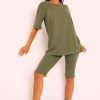 Clothing Rebellious Fashion | Green Oversized T-Shirt Cycling Shorts Co-Ord - Bethanny