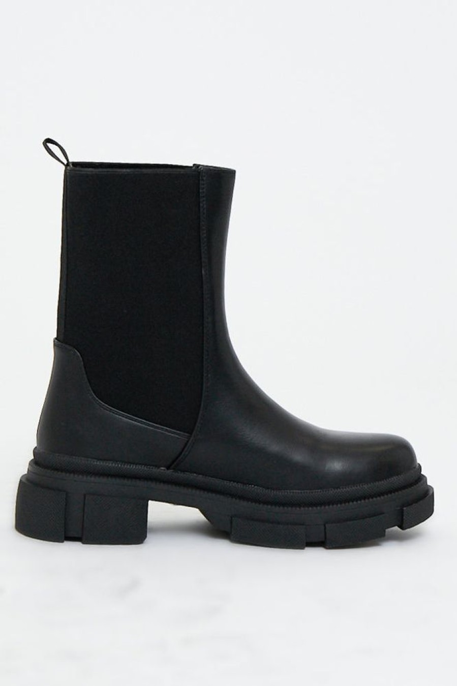 Shoes Rebellious Fashion | Black Faux Leather Ankle High Biker Boots - Alija