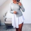 Clothing Rebellious Fashion | Grey Ribbed Jumper Shirt Dress - Vita