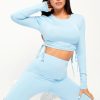 Clothing Rebellious Fashion | Blue Double Layer Ruched Top And Cycling Shorts Co-Ord - Gwen