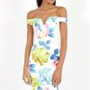 Clothing Rebellious Fashion | White Floral Print Off The Shoulder Midi Dress - Harmony