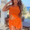 Clothing Rebellious Fashion | Orange Asymmetric Crop Top & Mini Skirt Set - Lacey