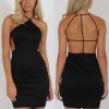 Clothing Rebellious Fashion | Black Halterneck Strappy Mini Dress - Brenda