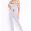 Clothing Rebellious Fashion | Grey Frill Cami And Trousers Co-Ord - Autymn