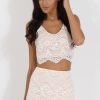 Clothing Rebellious Fashion | Apricot Lace Cropped Co-Ord - Tacy